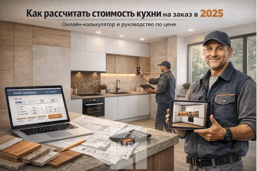Расчет цены кухонного гарнитура по длине мебельного ряда и выбранной комплектации